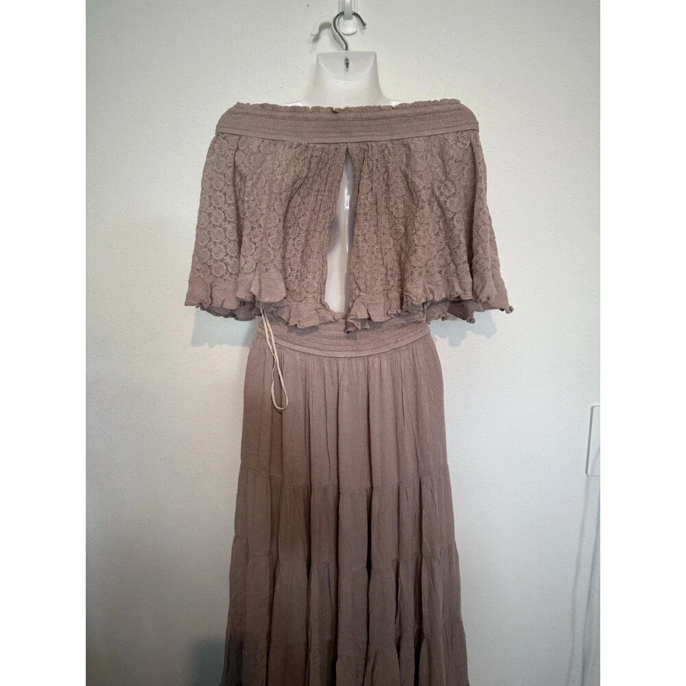 Free People Dancing On Air Maxi Dress Small Blush Paile Pink Flowy Bohemian New